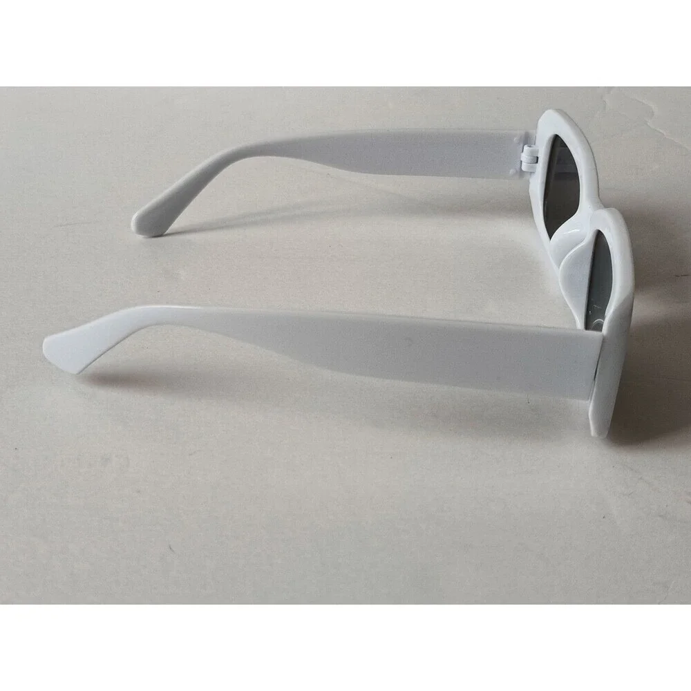 Rectangular Sunglasses White Tinted Lens Unisex